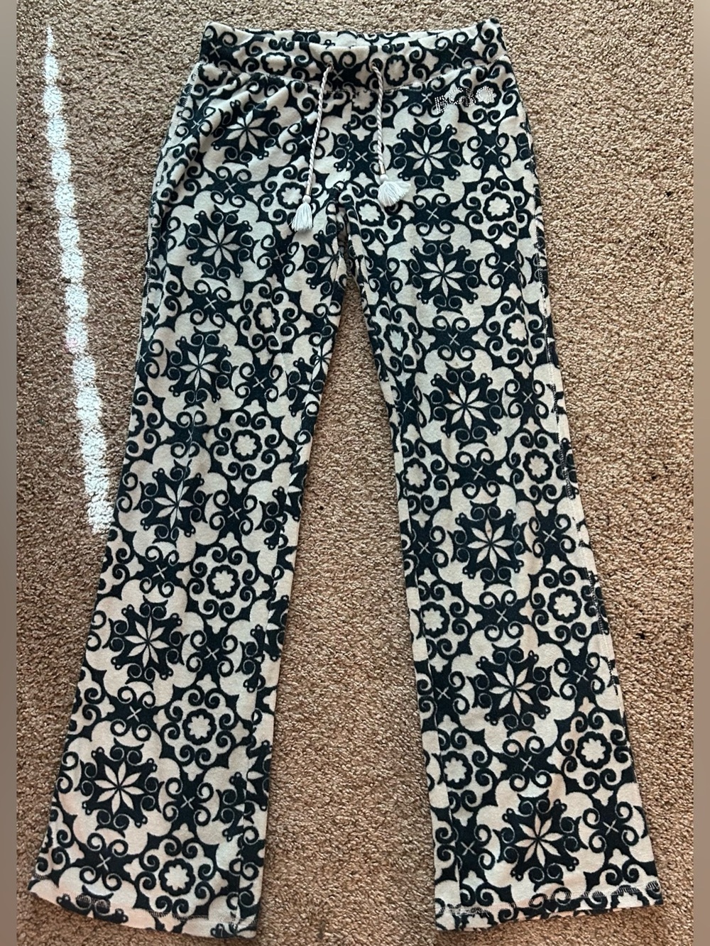 BCBGMaxAzria Black & Cream Wide Leg Patterned Pants